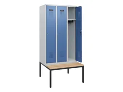 locker met bank,HxBxD 1950x900x815mm,3vak,vak B 300mm,cilinderslot