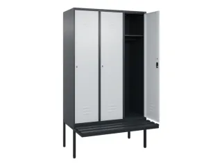 locker met bank,HxBxD 2120x1200x815mm,3vak,vak B 400mm,cil.-slot - 2