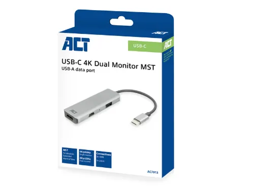 Adapter ACT USB-C 4K multiport voor 2 HDMI monitoren