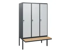 locker met bank,HxBxD 1950x1200x815mm,3vak,vak B 400mm,draaigrendel