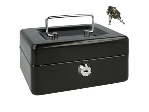 Geldkist Westcott 152x120x79mm zwart, kunststof inzet met 6 vakken