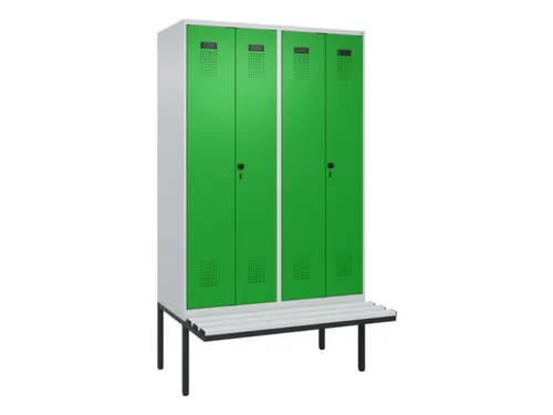 PBM-locker met bank,HxBxD 2120x1200x815mm,4vak,vak B 300mm