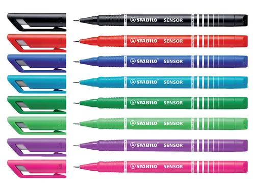 Fineliner STABILO Sensor 189/8 fijn assorti etui à 8 stuks