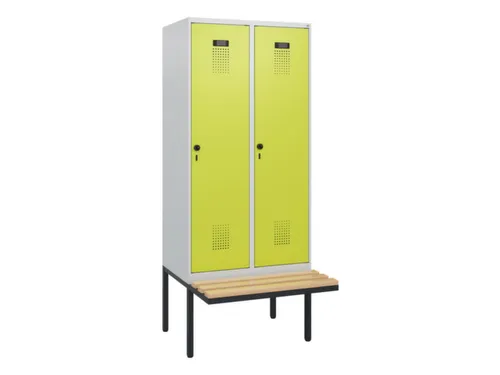 locker met bank,HxBxD 1950x800x815mm,2vak,vak B 400mm,draaigrendel