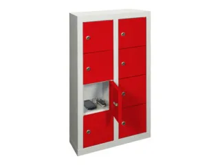 lockerkast,HxBxD 815x460x200mm,2x4vakken,RAL7035,front RAL3000 - 4