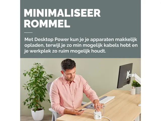 Stekkerblok Fellowes Power Cube F 3-voudig 1xUSB A 2xUSB C 2m wit