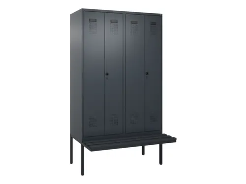 PBM-locker met bank,HxBxD 2120x1200x815mm,4vak,vak B 300mm