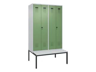 locker met bank,voor scheiding van kleding,HxBxD 2120x1200x815mm,4vak - 2