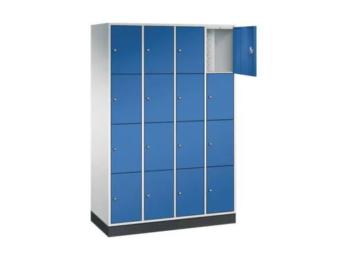 lockerkast,RAL 7035/RAL 5010,HxBxD 1950x1220x500mm,4x4vakken,cil.-slot