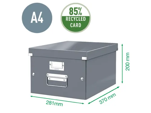 Opbergbox WOW Click & Store 281x200x370mm zwart 85% gerecycled karton