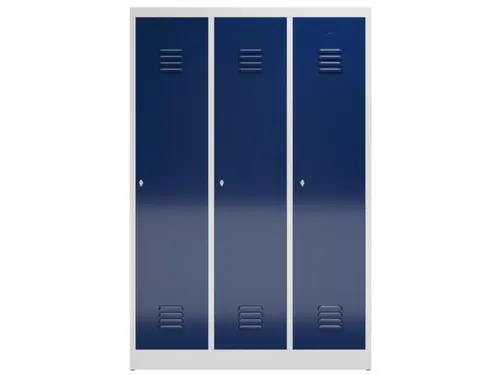 garderobekast 1800x1185x500mm 3vak klink sokkel romp RAL7035 RAL5010