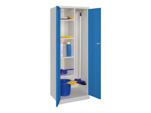 Schoonmaakkast HxBxD 1800x600x500mm 4 Legborden RAL7035 Front RAL5012