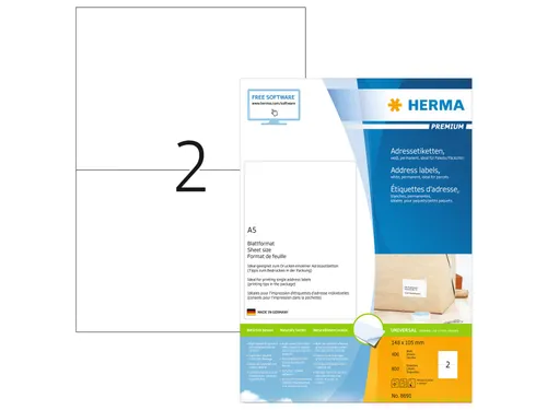 HERMA 8691 Premium Adresetiketten A4 148x105mm (A5) Wit 800 stuks