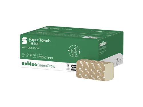 Handdoek Satino PT3 GreenGrow V-vouw 2laags 278390 15x214 vel