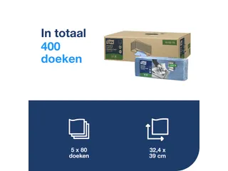 Tork 190578 Industrial Low-lint Gevouwen Reinigingsdoek Blauw W4 - 5