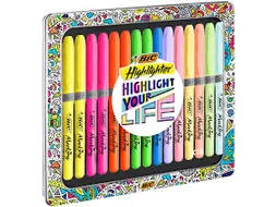 Markeerstift Bic grip Highlight your life assorti blik à 15 stuks