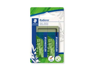 Gum Staedtler Eco 52680 65x23x10mm olijfgroen blister à 2 stuks - 1