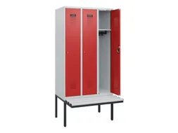 locker met bank,HxBxD 1950x900x815mm,3vak,vak B 300mm,cilinderslot