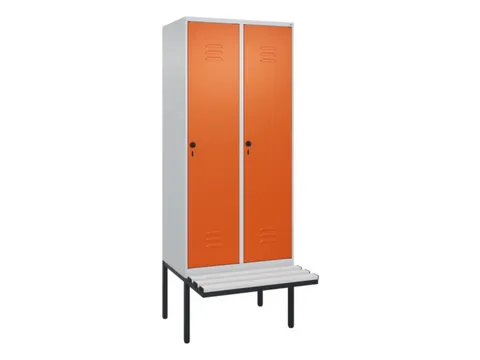 locker met bank,HxBxD 2120x800x815mm,2vak,vak B 400mm,draaigrendel