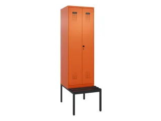locker met bank,voor scheiding van kleding,HxBxD 2120x600x815mm,2vak - 2