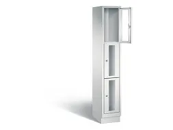 Lockerkast 1800x320x500mm 1x3 vakken Cilinderslot, Sokkel, RAL7035