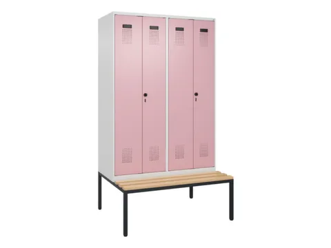 locker met bank,voor scheiding van kleding,HxBxD 2120x1200x815mm,4vak