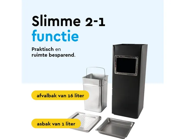 BRASQ Asbak met Afvalbak AT600 Zwart 16 Liter
