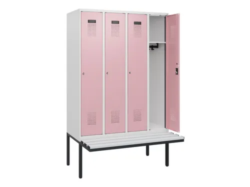 locker met bank,HxBxD 1950x1200x815mm,4vak,vak B 300mm,cilinderslot