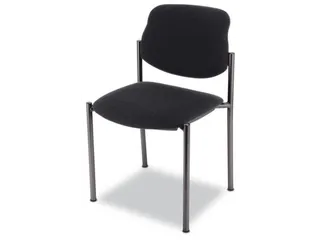 Bezoekersstoel,4Voeten Ronde Buis Zwart,Zitting Stof Zwart - 2