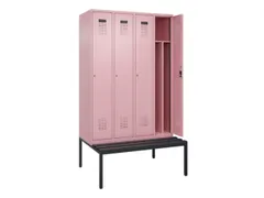 locker met bank,voor scheiding van kleding,HxBxD 2120x1200x815mm,4vak