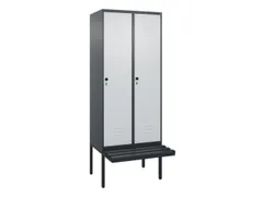 locker met bank,HxBxD 2120x800x815mm,2vak,vak B 400mm,draaigrendel
