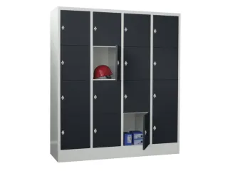 lockerkast,HxBxD 1850x1600x500mm,4x4vakken,RAL7035,front RAL7016 - 2