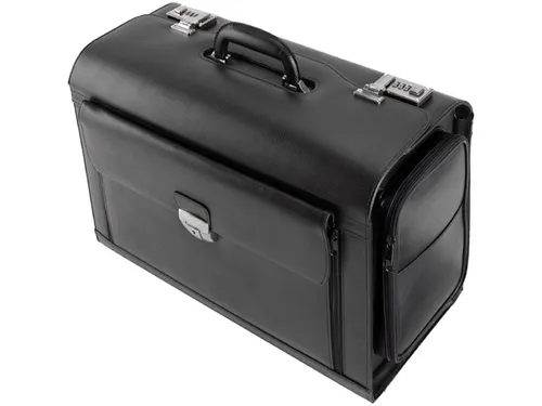pilotenkoffer Alassio Verona echt leder zwart