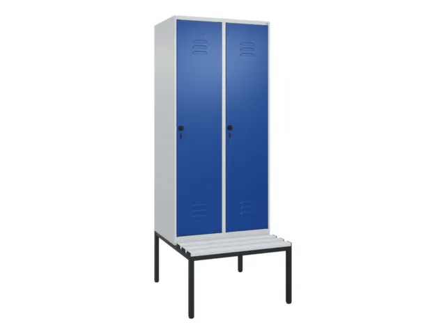 locker met bank,HxBxD 2120x800x815mm,2vak,vak B 400mm,draaigrendel