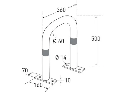 beschermbeugel,v. laadzuilen,boog,HxB 500x360mm,staal vuurverzinkt