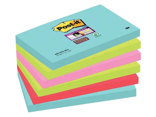 Memoblok 3M Post-it 655 Super Sticky 76x127mm Miami