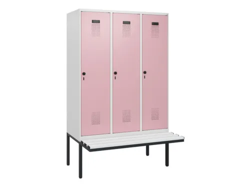 locker met bank,HxBxD 1950x1200x815mm,3vak,vak B 400mm,draaigrendel