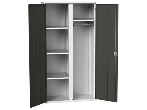 Lockerkast 2000x1050x550mm 4 vakken, dubbele vleugeldeur, RAL7016