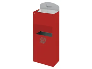 Combi-Asbak 500x200x125mm Achterwand Verzinkt Rood - 1