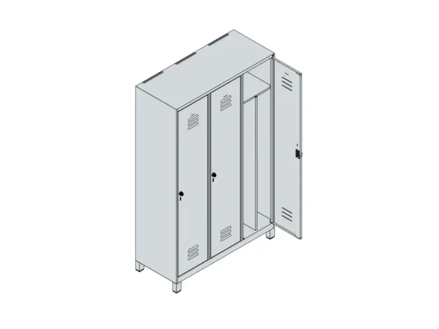locker voor scheiding van kleding,HxBxD 1950x1200x500mm,3vak