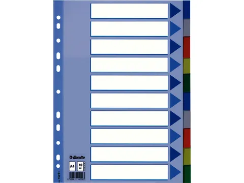 Tabbladen Esselte A4 11-Gaats Pp 10-Delig Assorti