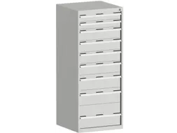 ladekast HxBxD 1600x650x650mm 9laden RAL7035 front RAL7035