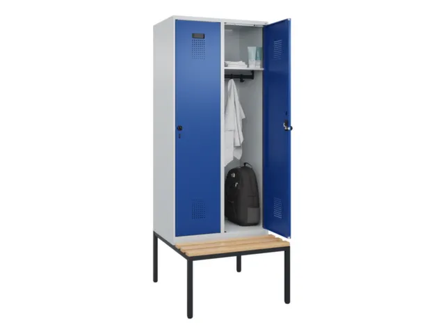 locker met bank,HxBxD 2120x800x815mm,2vak,vak B 400mm,draaigrendel