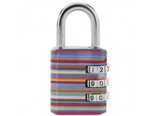 Hangslot Masterlock 3-cijfer combinatie 30mm 4 patronen Assorti