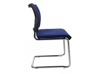 Bezoekersstoel Blauw Stof 450x480x450mm Verchroomd Sledeframe - 4