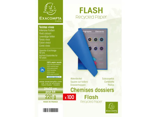 100 dossiermappen FLASH 220 -100%gerecycleerd 24x32cm Lila