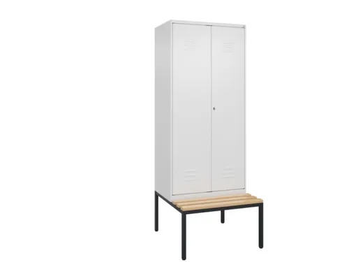 PBM-locker met bank,HxBxD 2120x800x815mm,2vak,vak B 400mm,cil.-slot