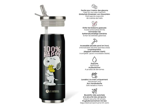Thermosbeker Les Artistes Paris blik 500ml Happy Snoopy met rietje