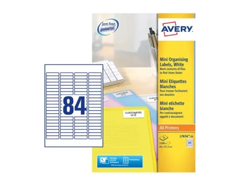 laseretiket Avery 46x11.1mm wit 25 vel 2100 stuks
