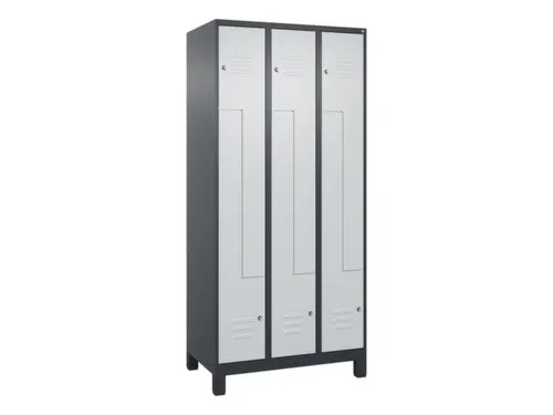 Z-garderobekast,HxBxD 1950x900x500mm,vak B 150/300mm,cil.-slot,voeten